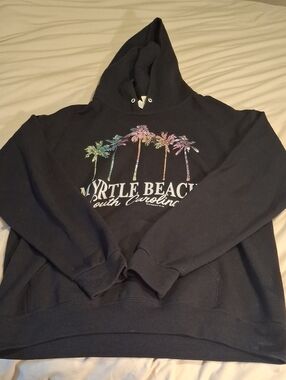 Myrtle Beach SC Black Hooded Sweatshirt